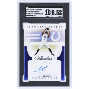 A.J. Brown Tennessee Titans Autographed 2021 Panini Flawless Flawless Finishes Sapphire #FLY-AJB #1/5 SGC Authenticated 8.5/10 Card
