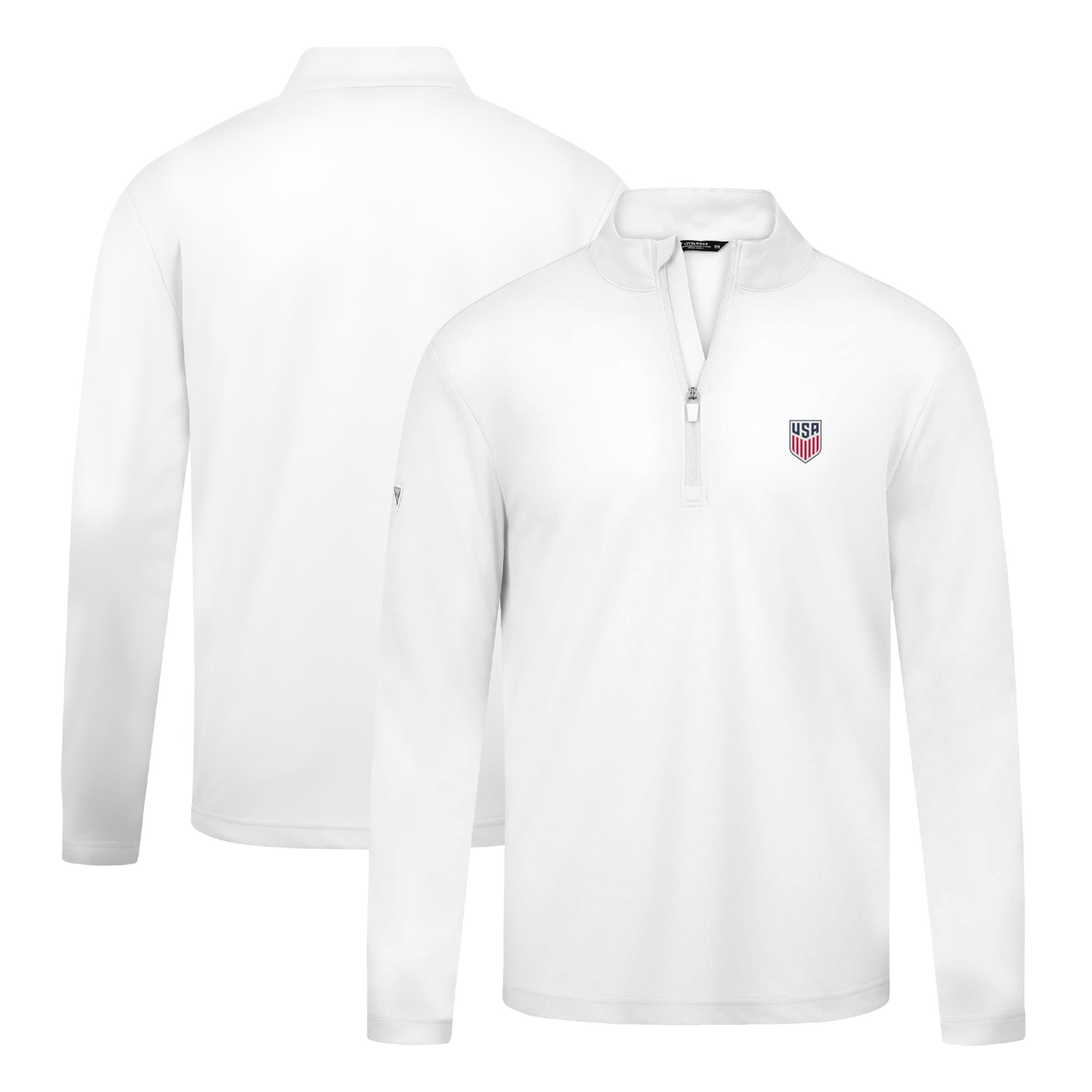 Men's Levelwear White USMNT Heron Quarter-Zip Pullover Top - Image 2