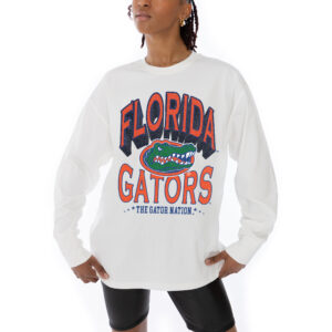 Women's Gameday Couture White Florida Gators Midweight Oversized Long Sleeve T-Shirt