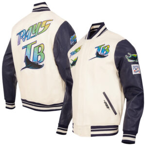Men's Pro Standard Cream Tampa Bay Rays  Retro Classic Full-Zip Varsity Jacket