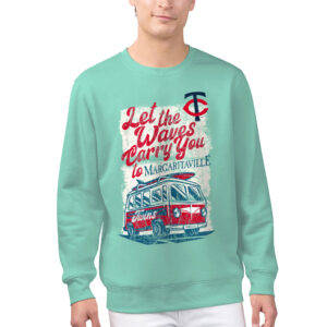 Men's Margaritaville Mint Minnesota Twins Bus Waves Graphic Pullover Sweatshirt