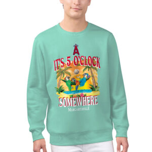 Men's Margaritaville Mint Los Angeles Angels Five O'Clock Graphic Pullover Sweatshirt