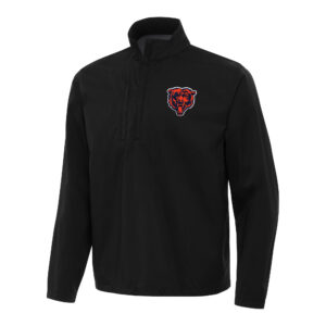 Men's Antigua Black Chicago Bears Brisk Quarter-Zip Pullover Jacket