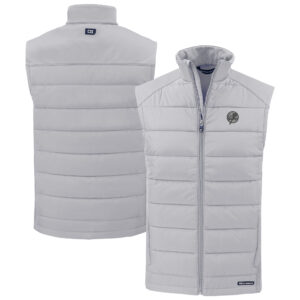 Men's Cutter & Buck Gray New York Yankees Evoke Hybrid Eco Softshell Recycled Full-Zip Vest