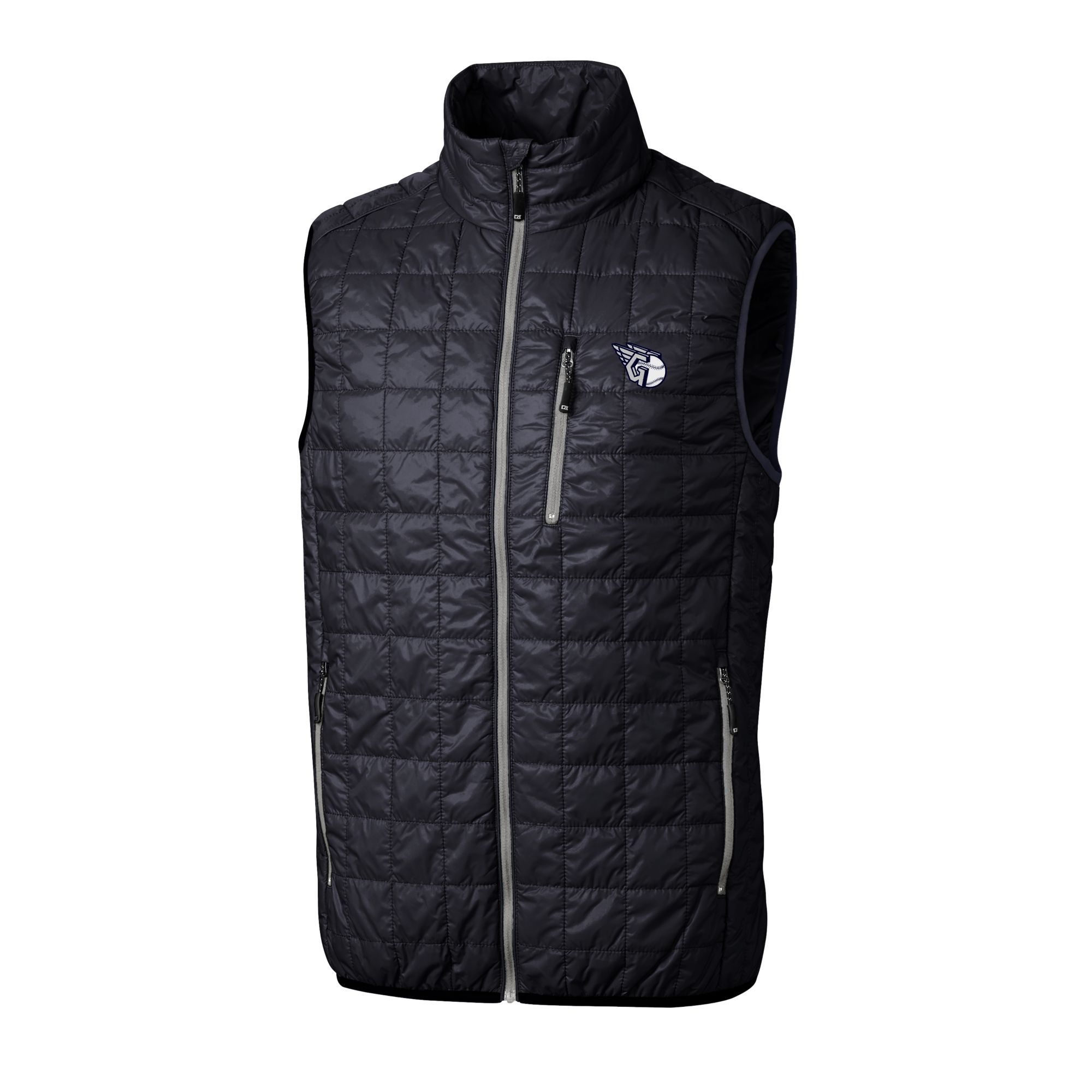 Men's Cutter & Buck Navy Cleveland Guardians Big & Tall Rainier PrimaLoft® Eco Insulated Full-Zip Puffer Vest - Image 6