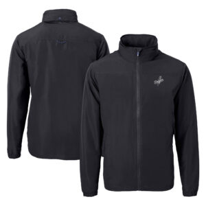 Men's Cutter & Buck Black Los Angeles Dodgers Big & Tall Charter Eco Knit Recycled Full-Zip Jacket