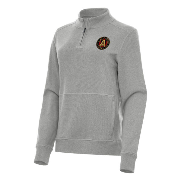 Women's Antigua Heather Gray Atlanta United FC Crush Quarter-Zip Top