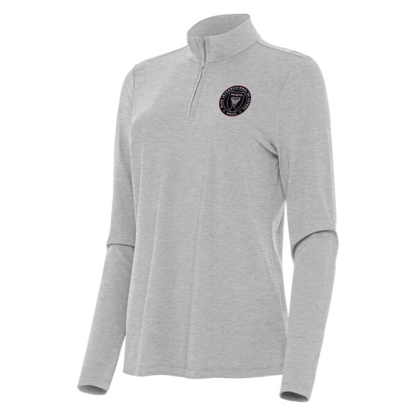 Women's Antigua Heather Gray Inter Miami CF Bright Quarter-Zip Top