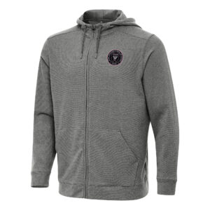 Men's Antigua Heather Black Inter Miami CF Effortless Full-Zip Hoodie