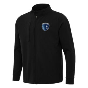 Men's Antigua Black Sporting Kansas City Regard Full-Zip Jacket