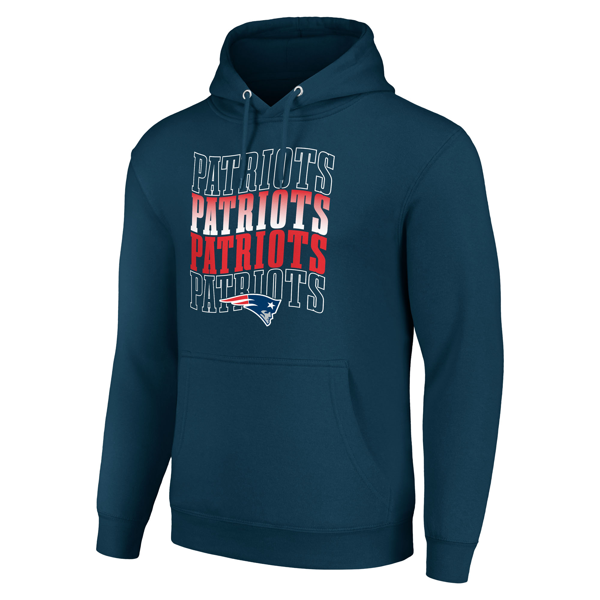 Men's Starter Navy New England Patriots Four Team Name Logo Fleece Pullover Hoodie - Image 3