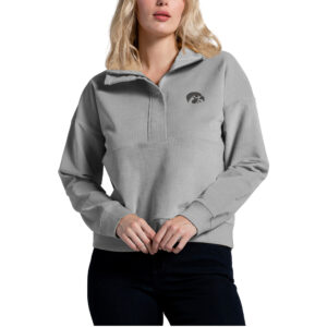 Women's Gray Iowa Hawkeyes Corduroy Half-Zip Sweatshirt