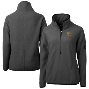 Women's Cutter & Buck Charcoal Green Bay Packers Helmet Cascade Eco Sherpa Fleece Half-Zip Jacket
