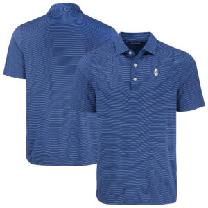 Men's Cutter & Buck Royal Chicago Cubs Forge Eco Fine Line Stripe Polo