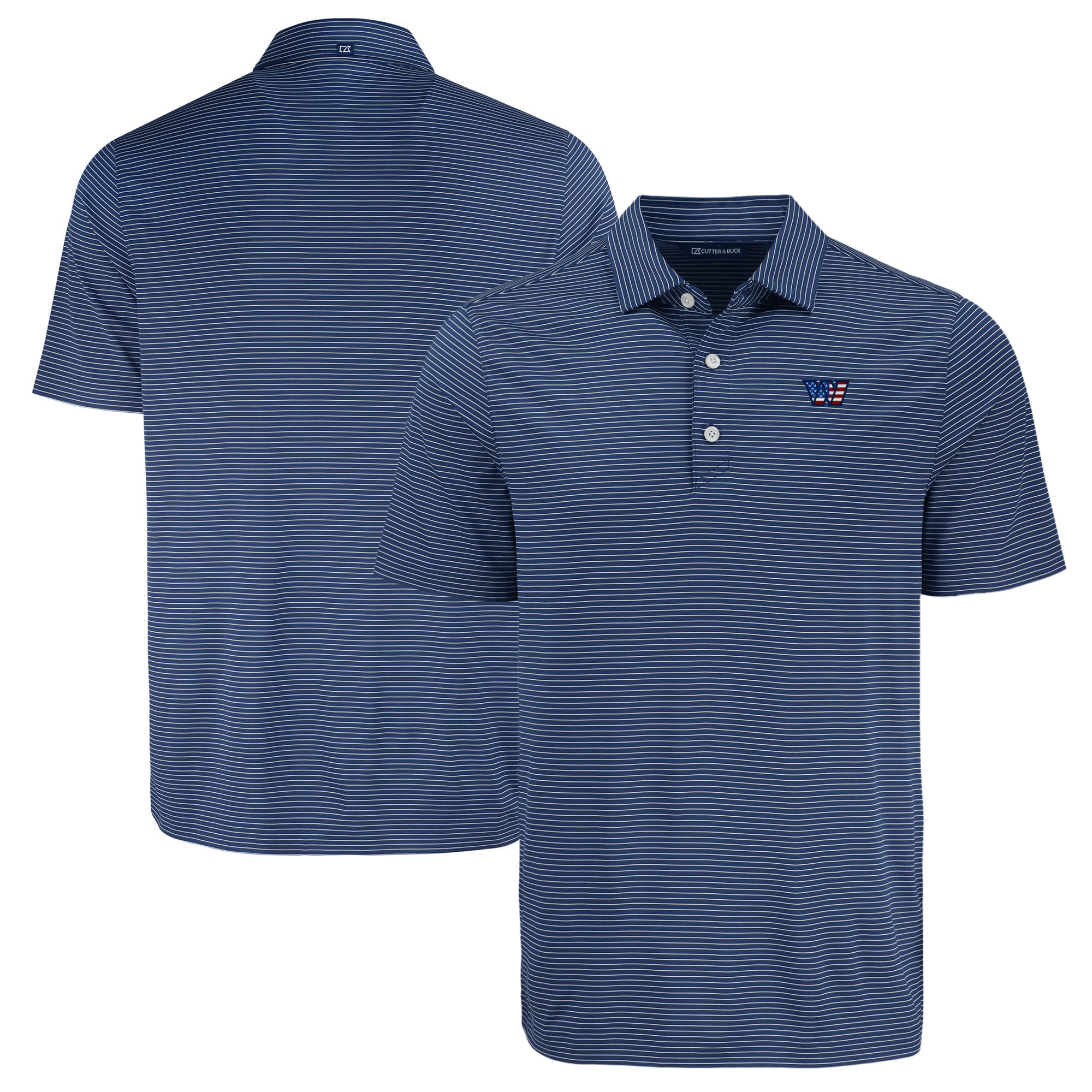 Men's Cutter & Buck Navy Washington Commanders Forge Eco Fine Line Stripe Polo - Image 2