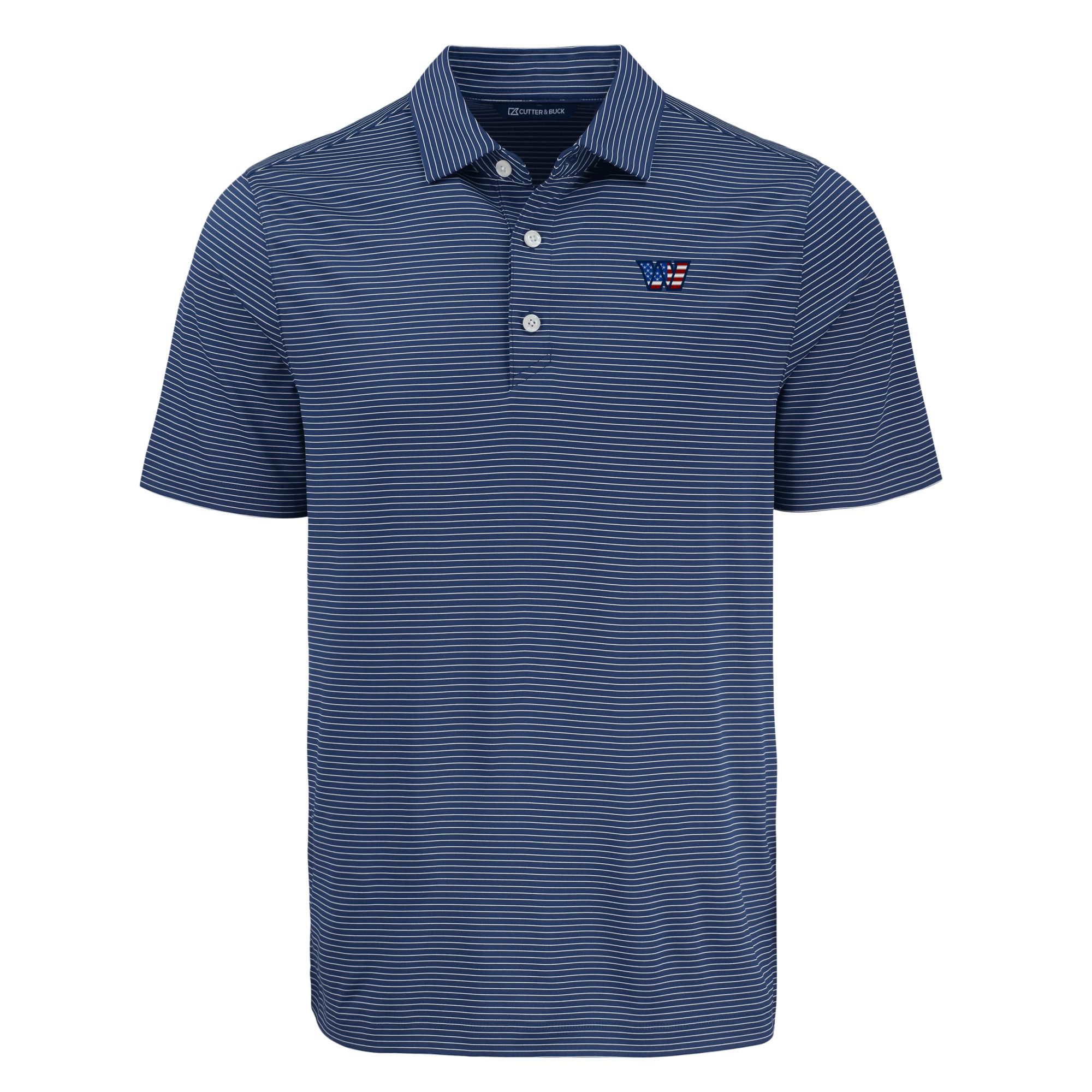 Men's Cutter & Buck Navy Washington Commanders Forge Eco Fine Line Stripe Polo - Image 3