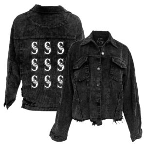 Women's Tiny Turnip  Black Seattle Mariners Logo Grid Corduroy Button-Up Jacket