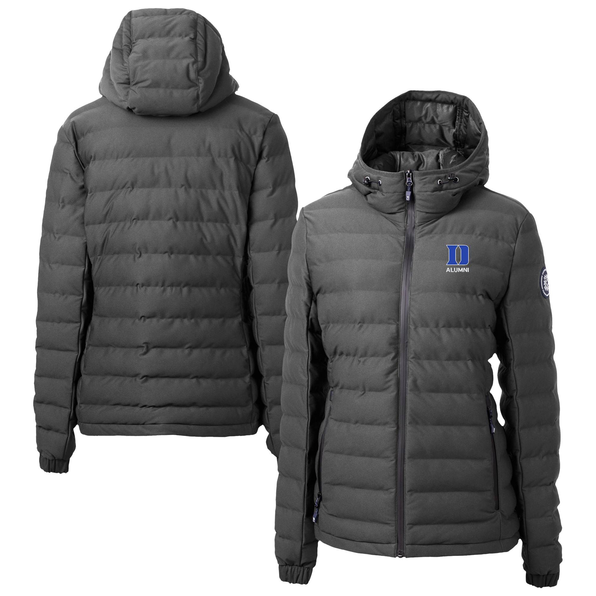 Women's Cutter & Buck Gray Duke Blue Devils Mission Ridge Repreve® Eco Insulated Full-Zip Hoodie Puffer Jacket