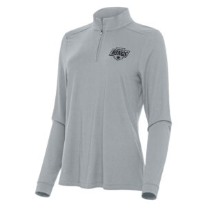 Women's Antigua Gray Los Angeles Kings Intent Quarter-Zip Top