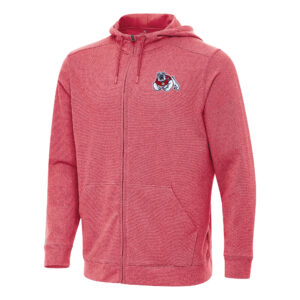 Men's Antigua Heather Red Fresno State Bulldogs Effortless Full-Zip Hoodie Jacket