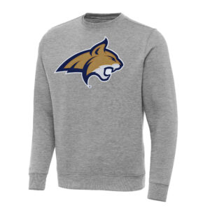 Men's Antigua Heather Gray Montana State Bobcats Big & Tall Victory Pullover Sweatshirt