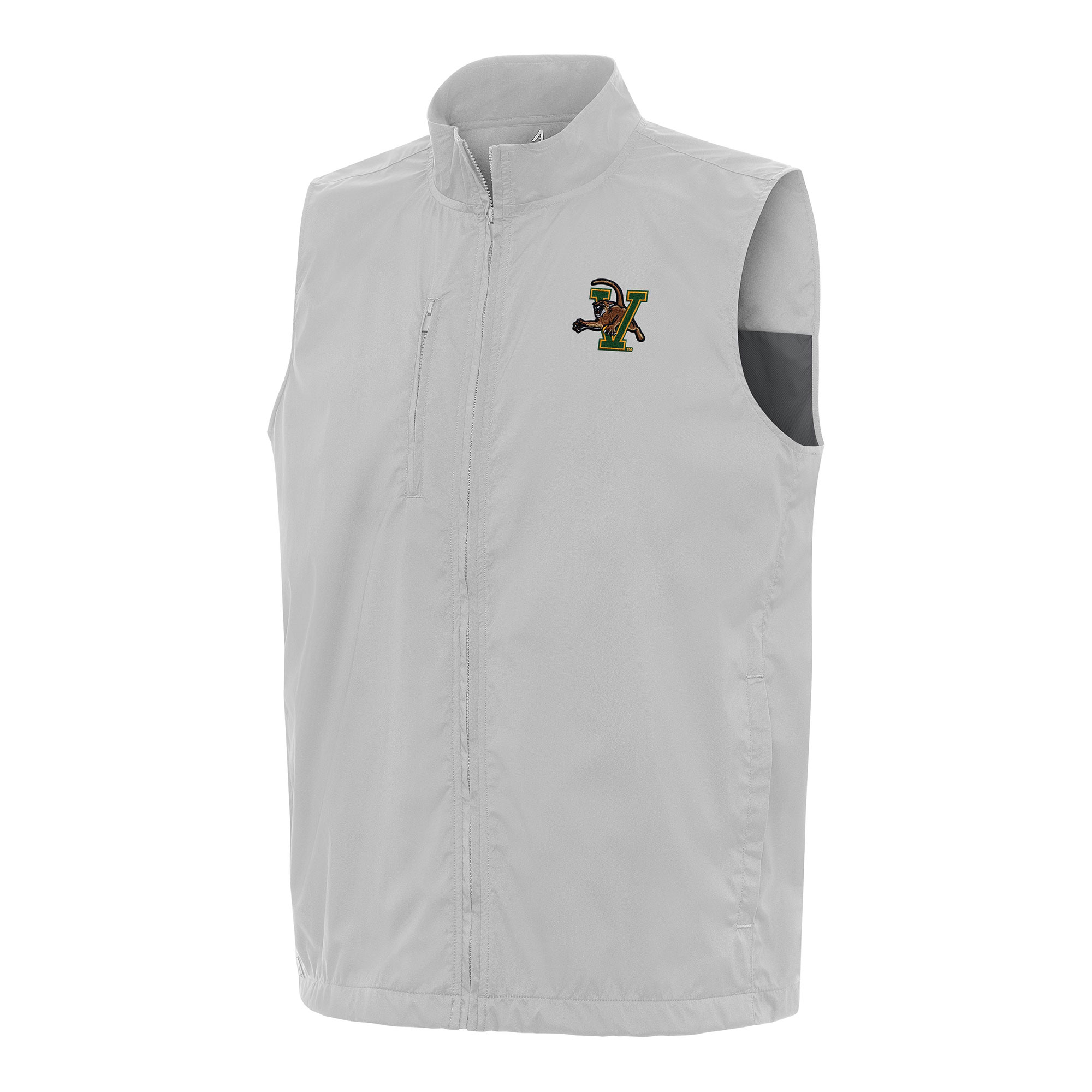 Men's Antigua Heather Gray Vermont Catamounts Brisk Full-Zip Vest