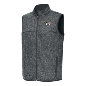 Men's Antigua Heather Gray Nashville Predators Fortune Full-Zip Vest