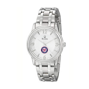 Men's Bulova Silver Washington Nationals Stainless Steel Watch