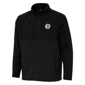 Men's Antigua Black Brooklyn Nets Daily Fused Full-Zip Jacket
