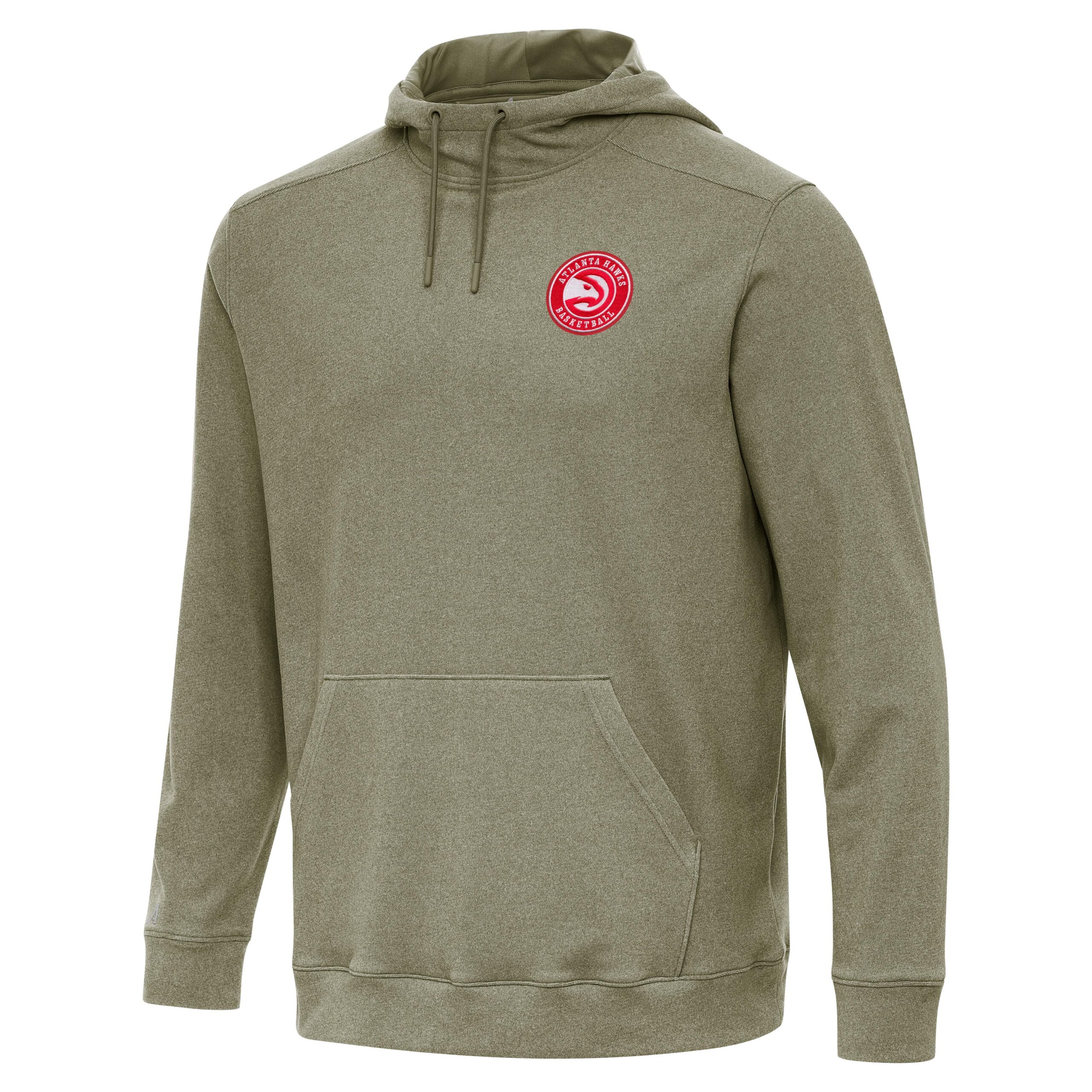 Men's Antigua Heather Olive Atlanta Hawks Cloud Pullover Hoodie