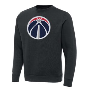 Men's Antigua Charcoal Washington Wizards Victory Crewneck Pullover Sweatshirt