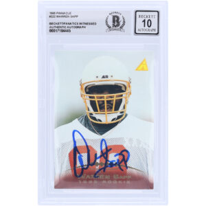 Warren Sapp Tampa Bay Buccaneers Autographed 1995 Pinnacle #222 Beckett Fanatics Witnessed Authenticated 10 Rookie Card