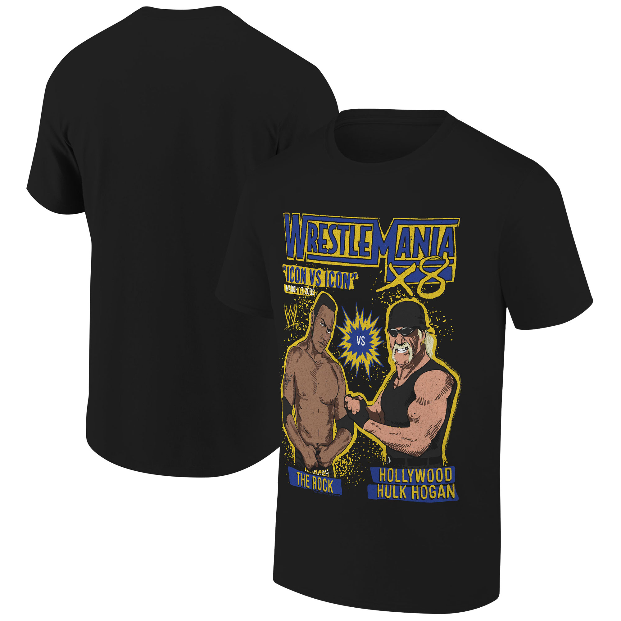 Men's Ripple Junction Black WrestleMania X8 Icon vs. Icon T-Shirt