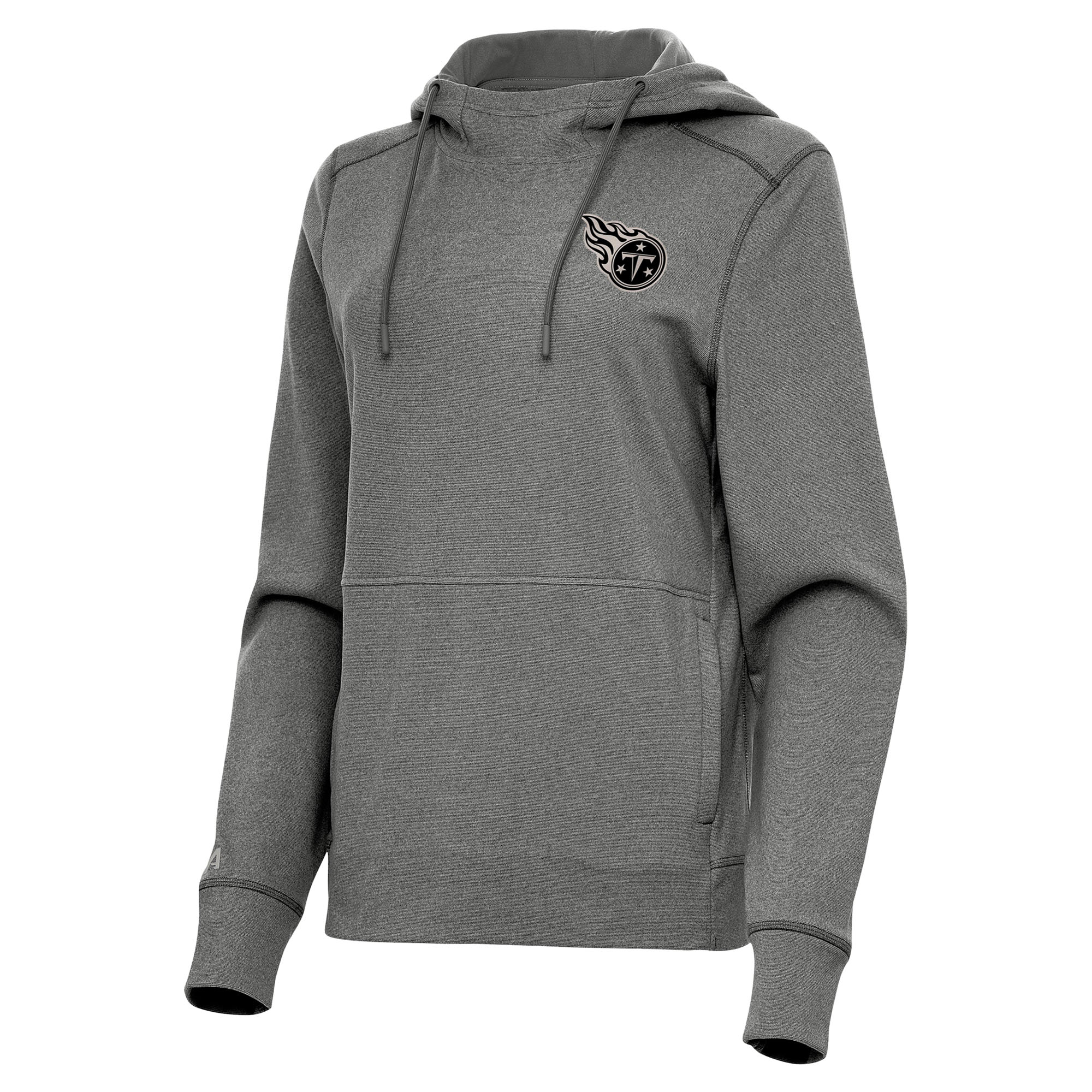 Women's Antigua Heather Black Tennessee Titans Justice Pullover Hoodie