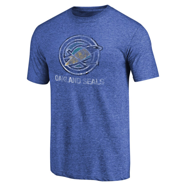 Men's Royal Oakland Seals Throwback Vintage Logo Tri-Blend T-Shirt - Image 6