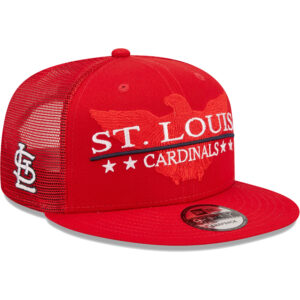 Men's New Era Red St. Louis Cardinals Patriot Trucker 9FIFTY Snapback Hat