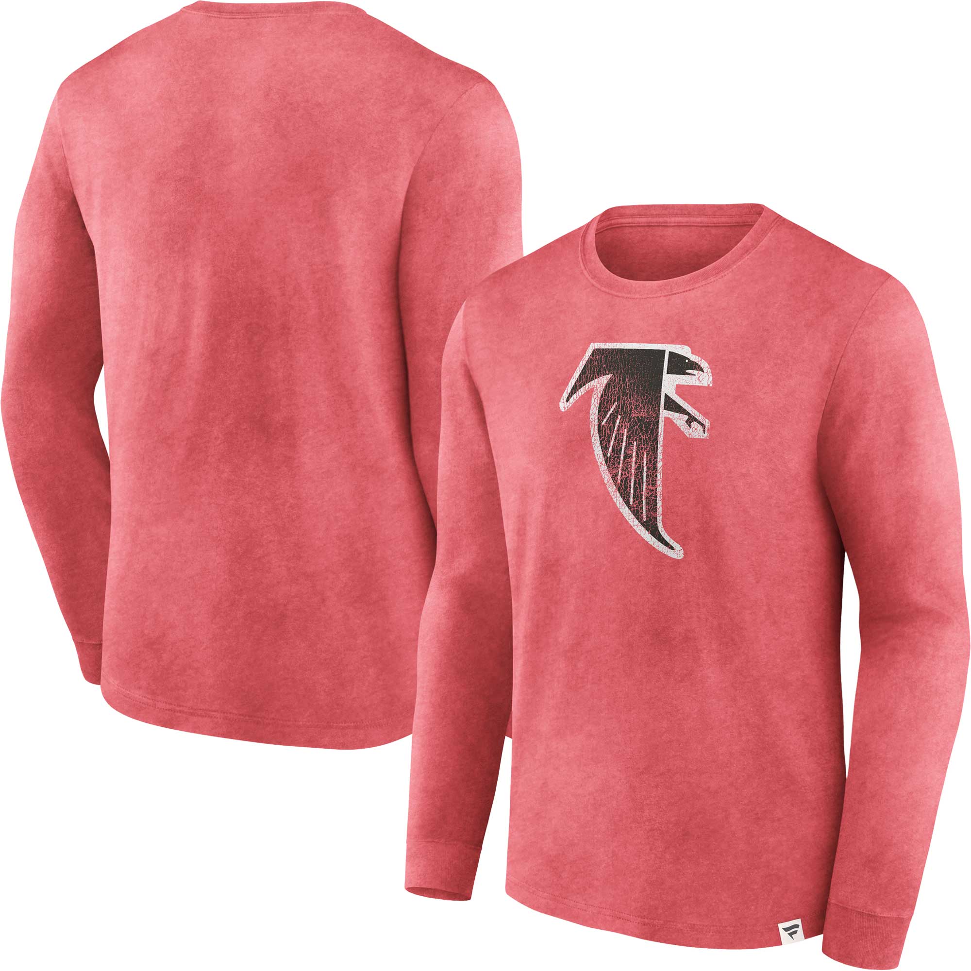 Men's Fanatics Heather Red Atlanta Falcons Washed Primary Long Sleeve T-Shirt - Image 2
