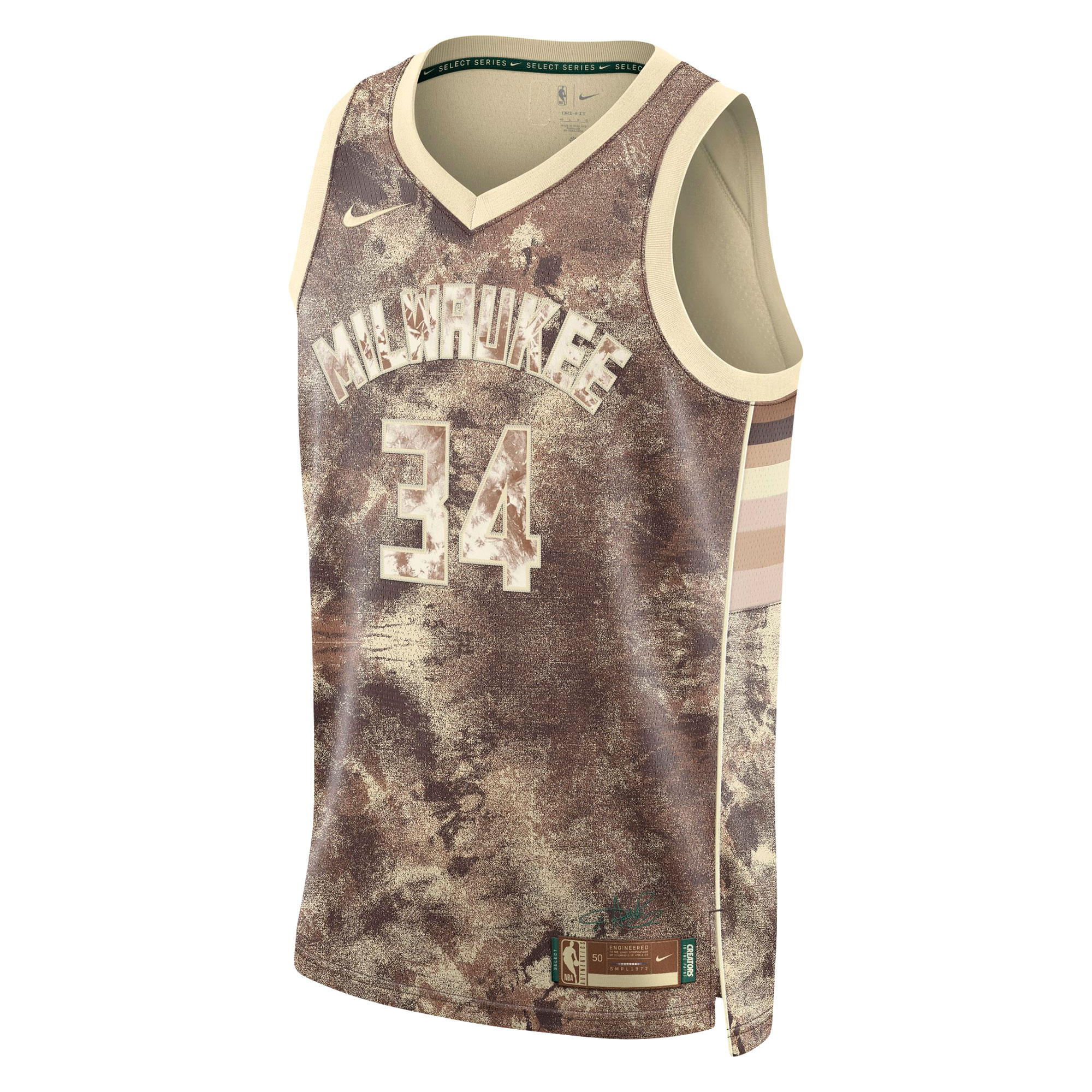 Unisex Nike Giannis Antetokounmpo Brown Milwaukee Bucks Select Series Swingman Jersey - Image 3