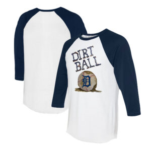 Women's Tiny Turnip  White/Navy Detroit Tigers Dirt Ball 3/4-Sleeve Raglan T-Shirt