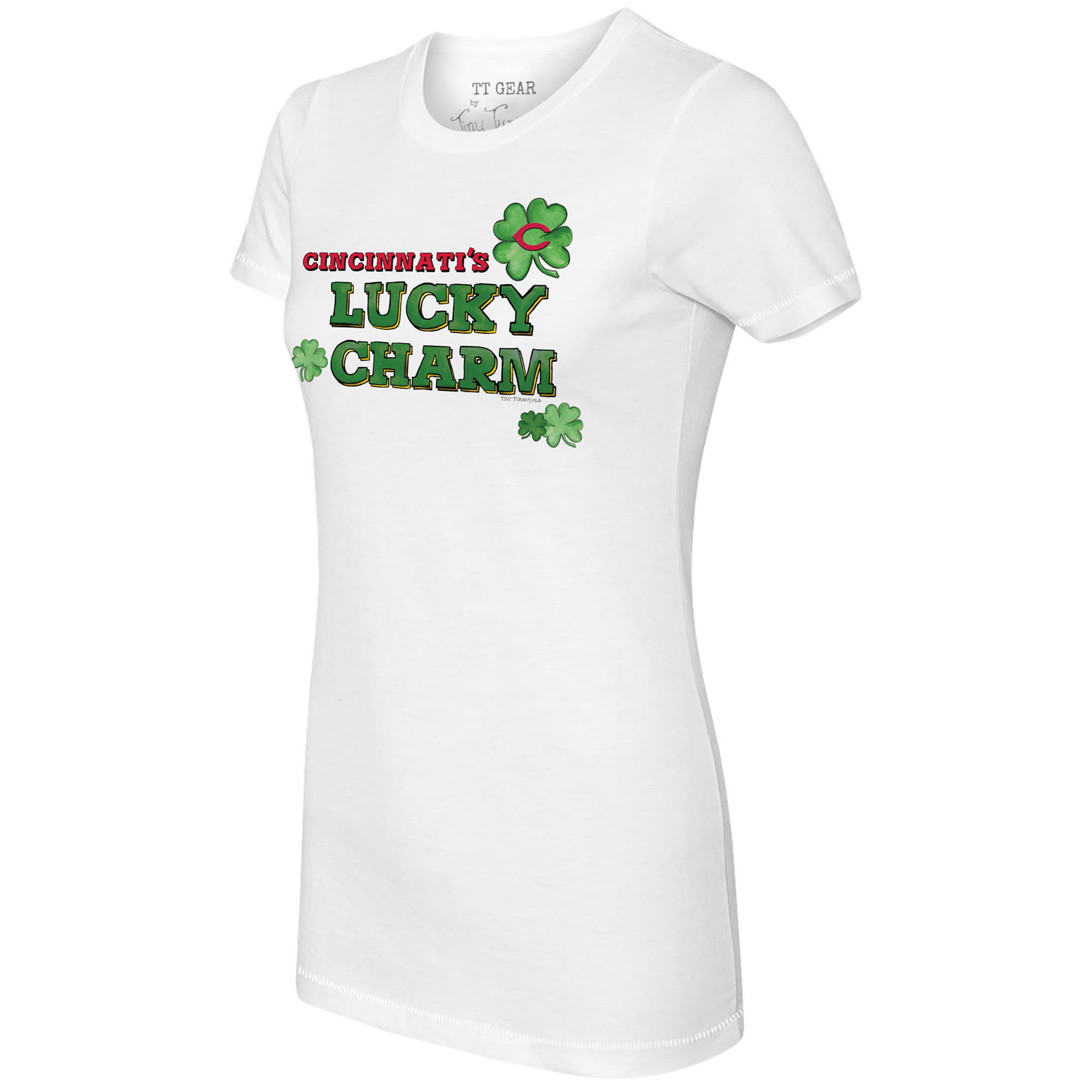 Women's Tiny Turnip White Cincinnati Reds Lucky Charm T-Shirt - Image 6