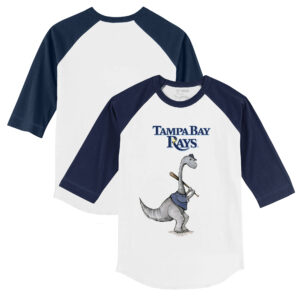 Infant Tiny Turnip White/Navy Tampa Bay Rays Bronto Raglan 3/4 Sleeve T-Shirt