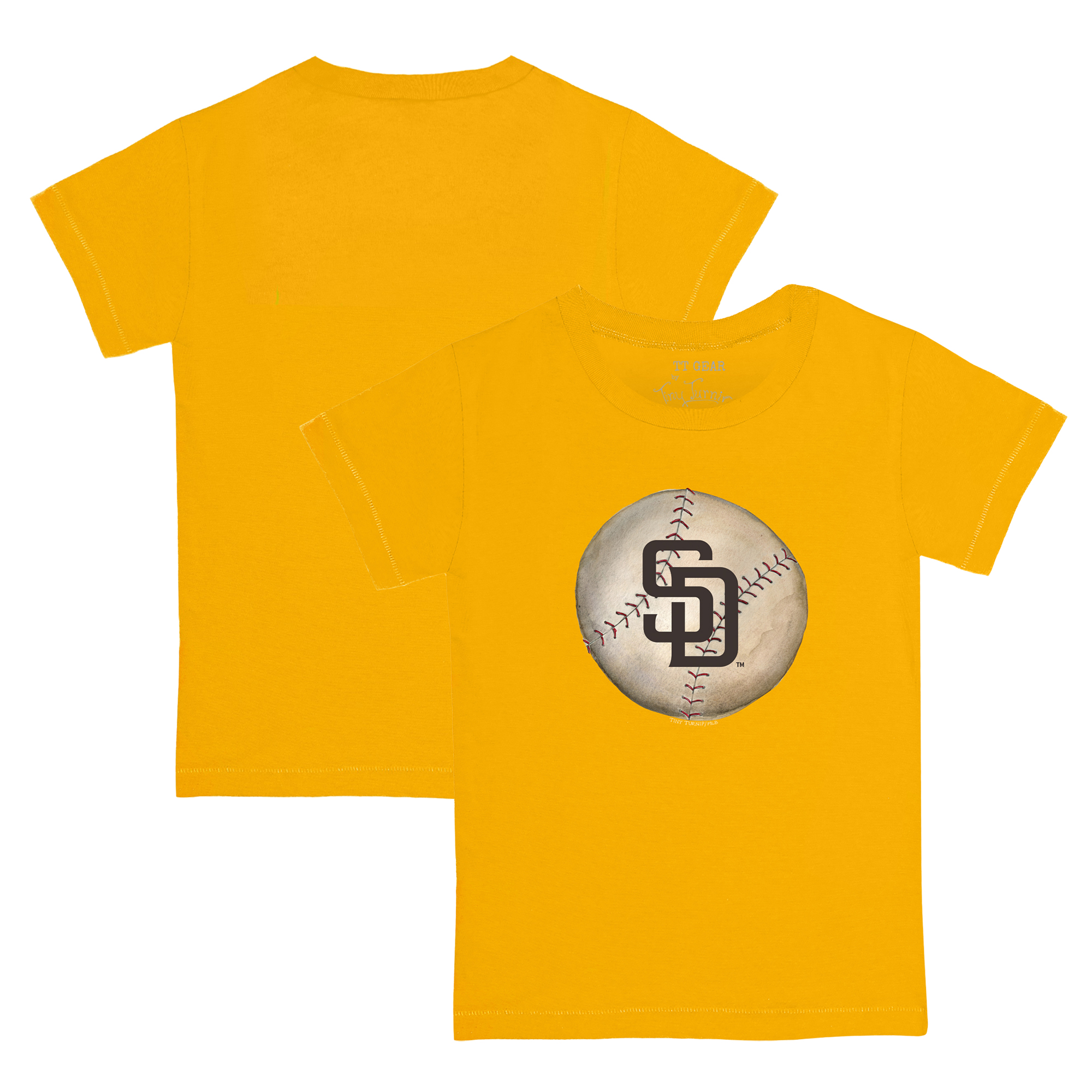 Toddler Tiny Turnip Gold San Diego Padres Stitched Baseball T-Shirt - Image 5