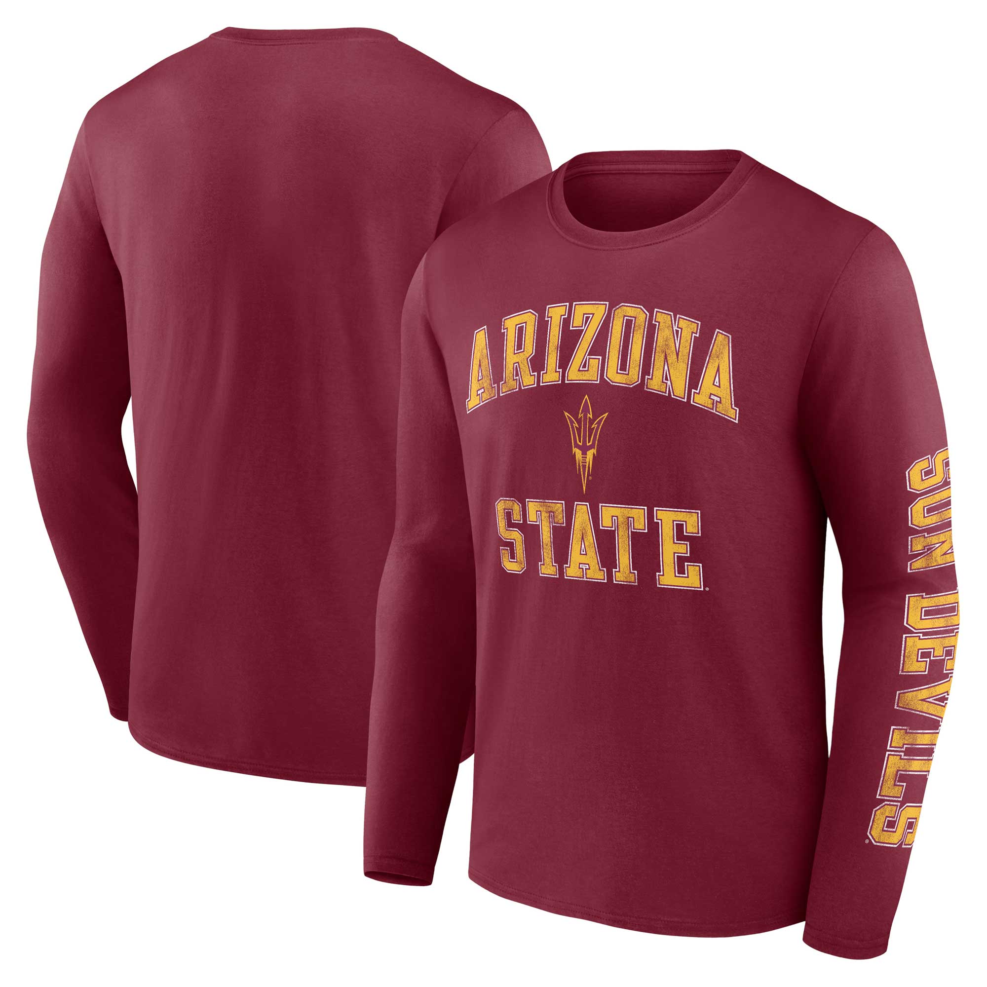 Men's Fanatics Maroon Arizona State Sun Devils Distressed Arch Over Logo Long Sleeve T-Shirt - Image 2