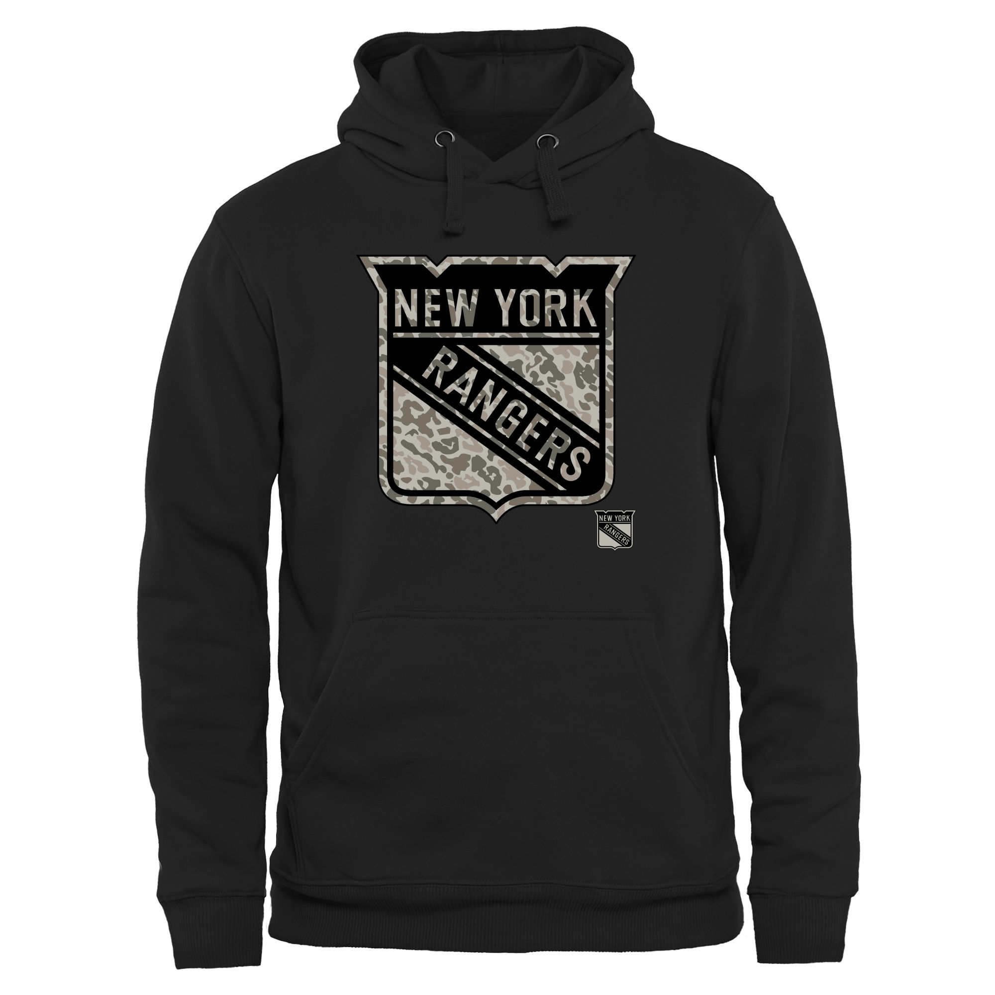Men's New York Rangers Black Rink Warrior Pullover Hoodie - Image 4