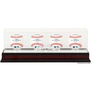 Chicago Cubs 2016 MLB World Series Champions Mahogany Logo Four Baseball Display Case