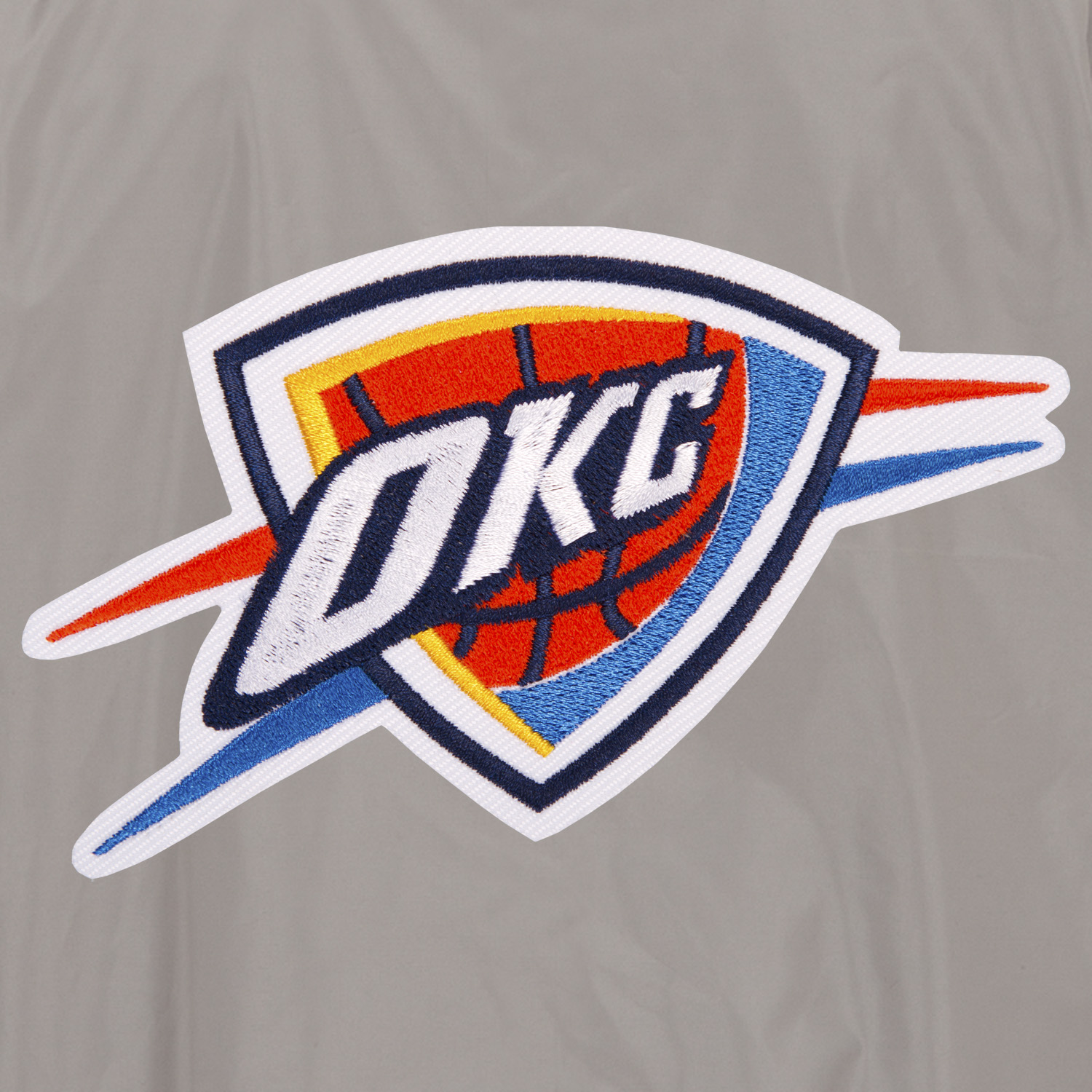 Men's JH Design Gray/Charcoal Oklahoma City Thunder Lightweight Nylon Full-Zip Bomber Jacket - Image 3