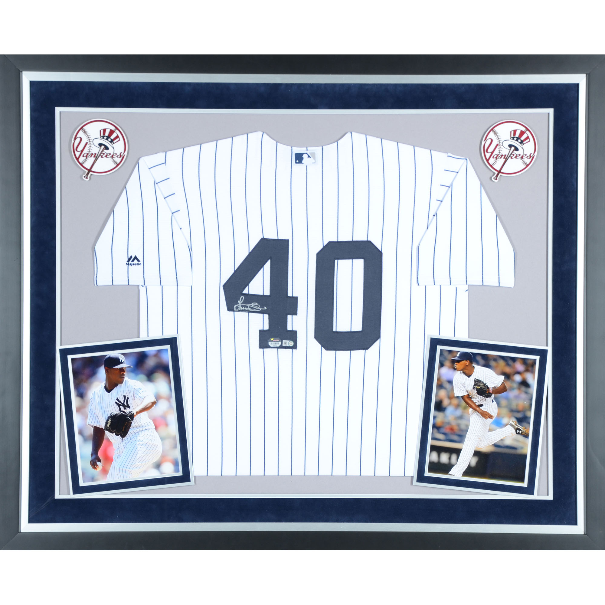 Luis Severino New York Yankees Deluxe Framed Autographed Majestic White Replica Jersey