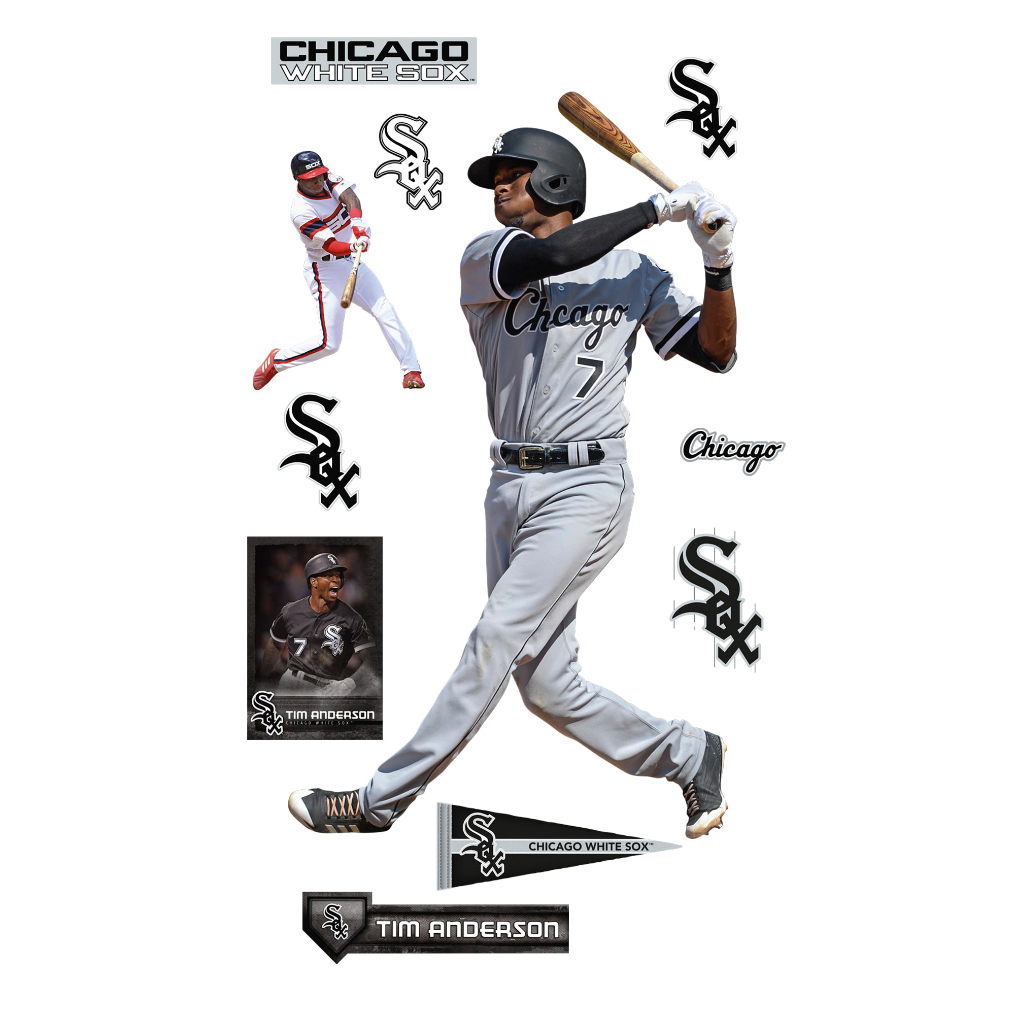 Fathead Tim Anderson Chicago White Sox 12-Pack Life-Size Removable Wall Decal