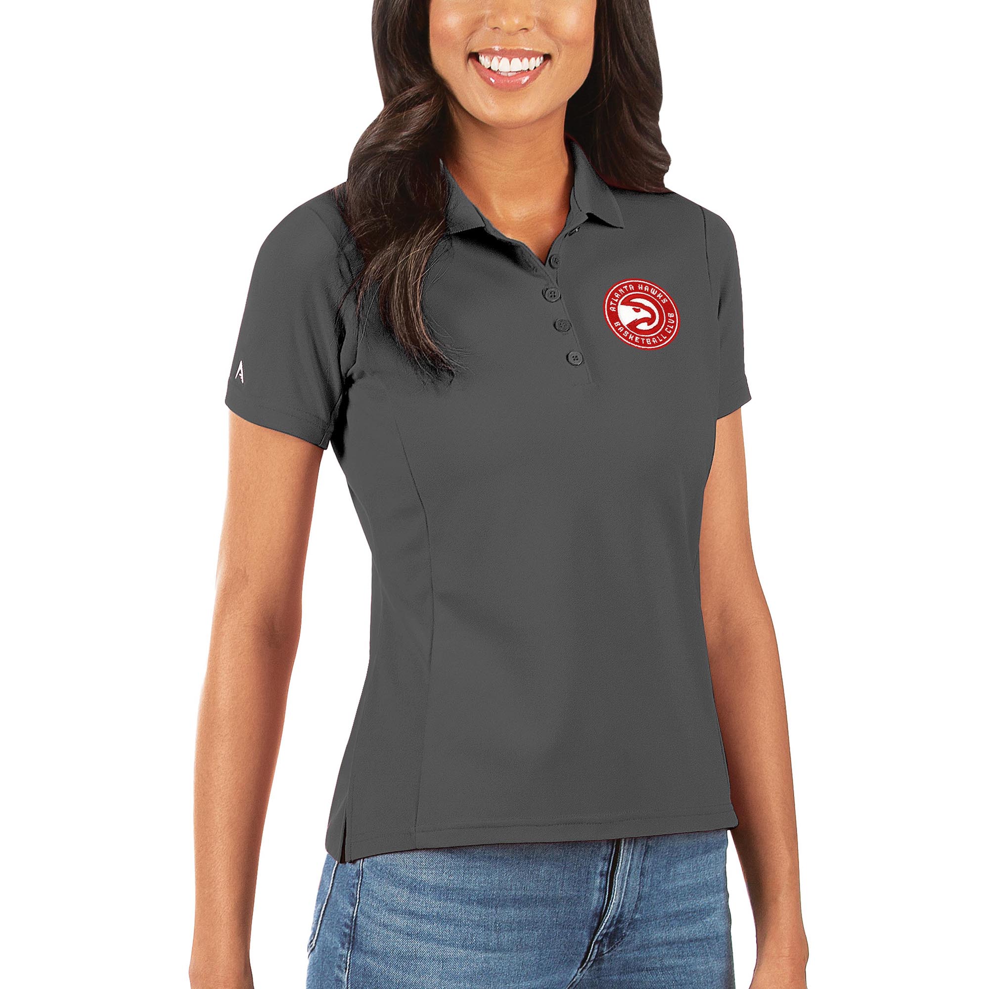 Women's Antigua Gray Atlanta Hawks Legacy Pique Polo
