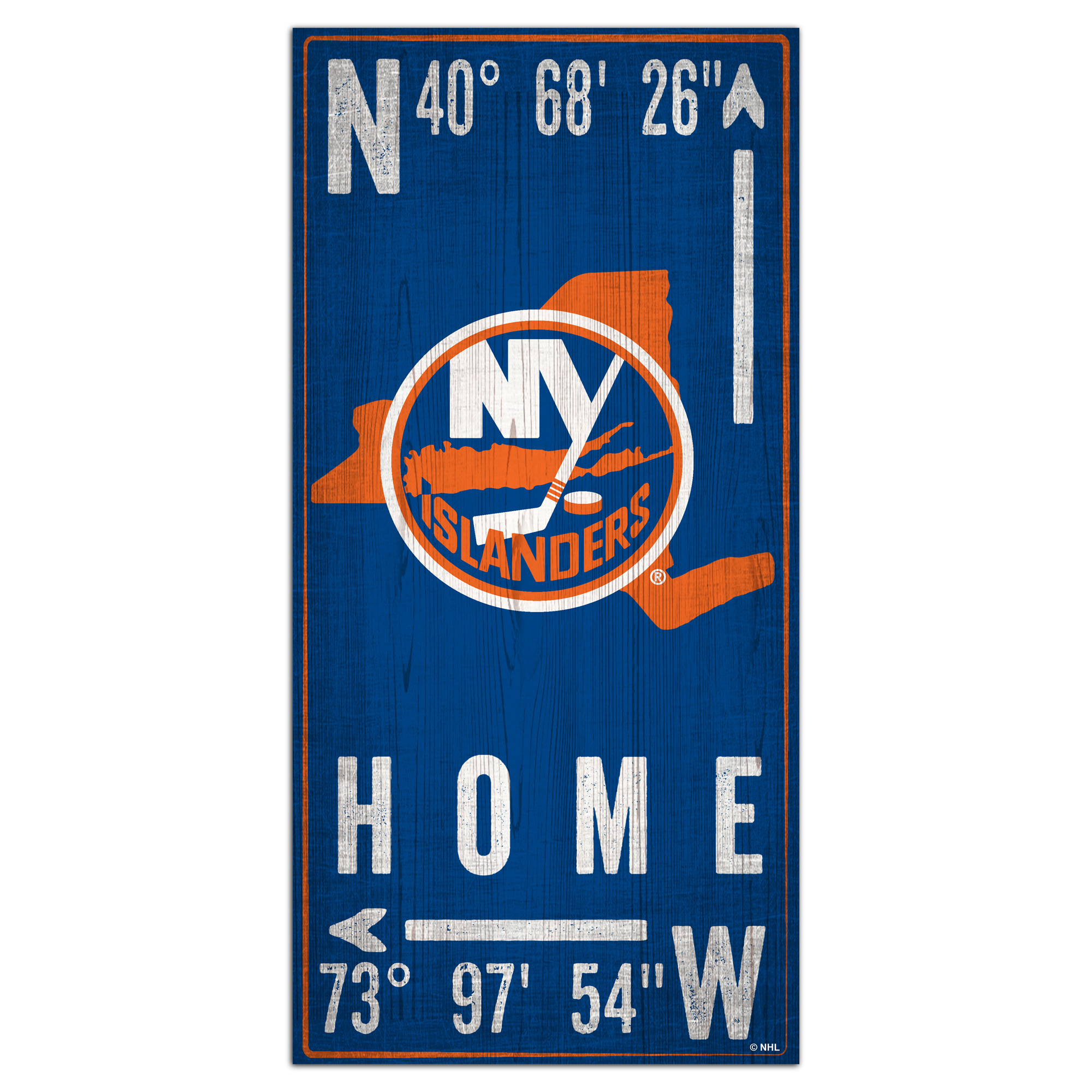 New York Islanders 6'' x 12'' Team Coordinate Sign